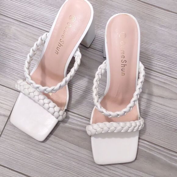 (67-3152) Comeshun Women's Square Heels Sandals Block Sz 39 (8.5) - Picture 1 of 11